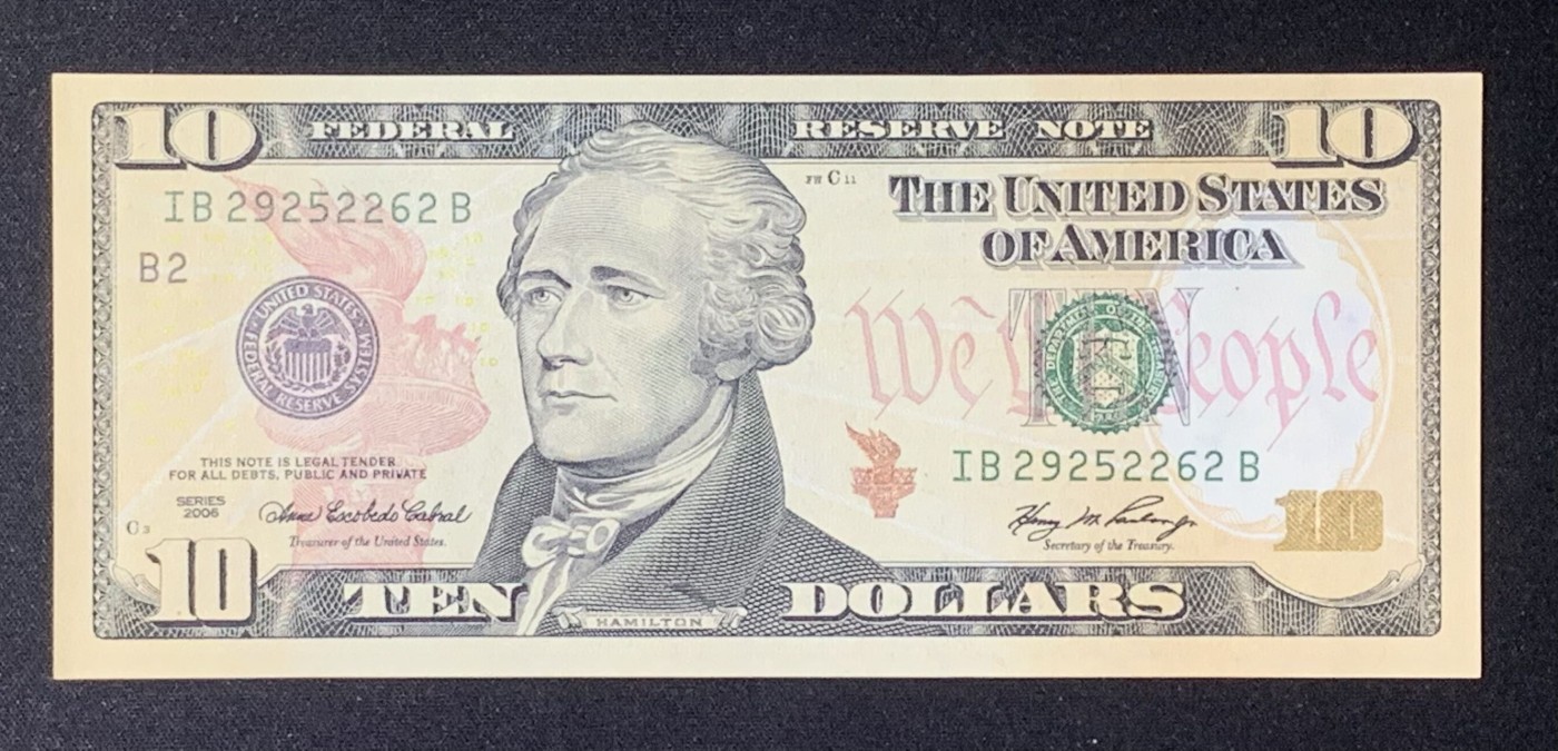 紫瑗钱币——第318期拍卖—纸币场 美国 2006年 B版 亚历山大·汉密尔顿 10美元 彩色版 UNC