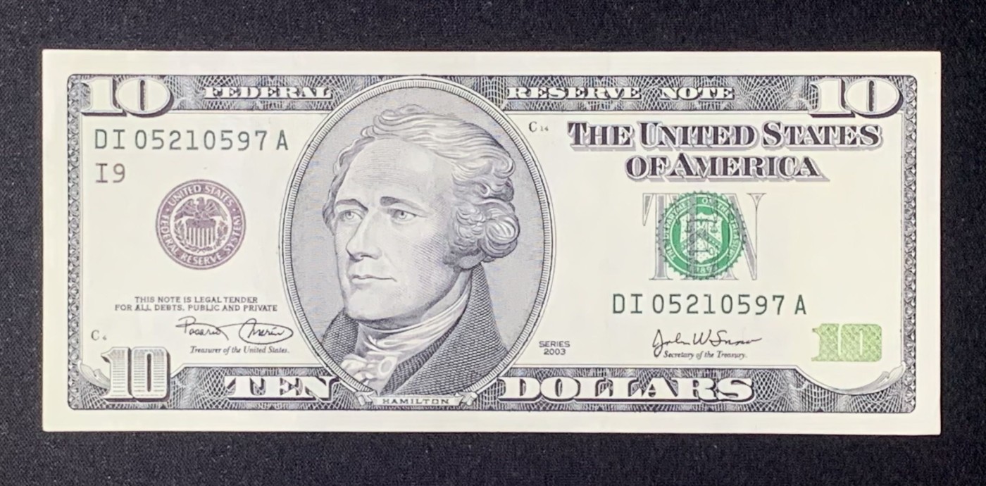 紫瑗钱币——第318期拍卖—纸币场 美国 2003年 I版 亚历山大·汉密尔顿 10美元 大头版 UNC-