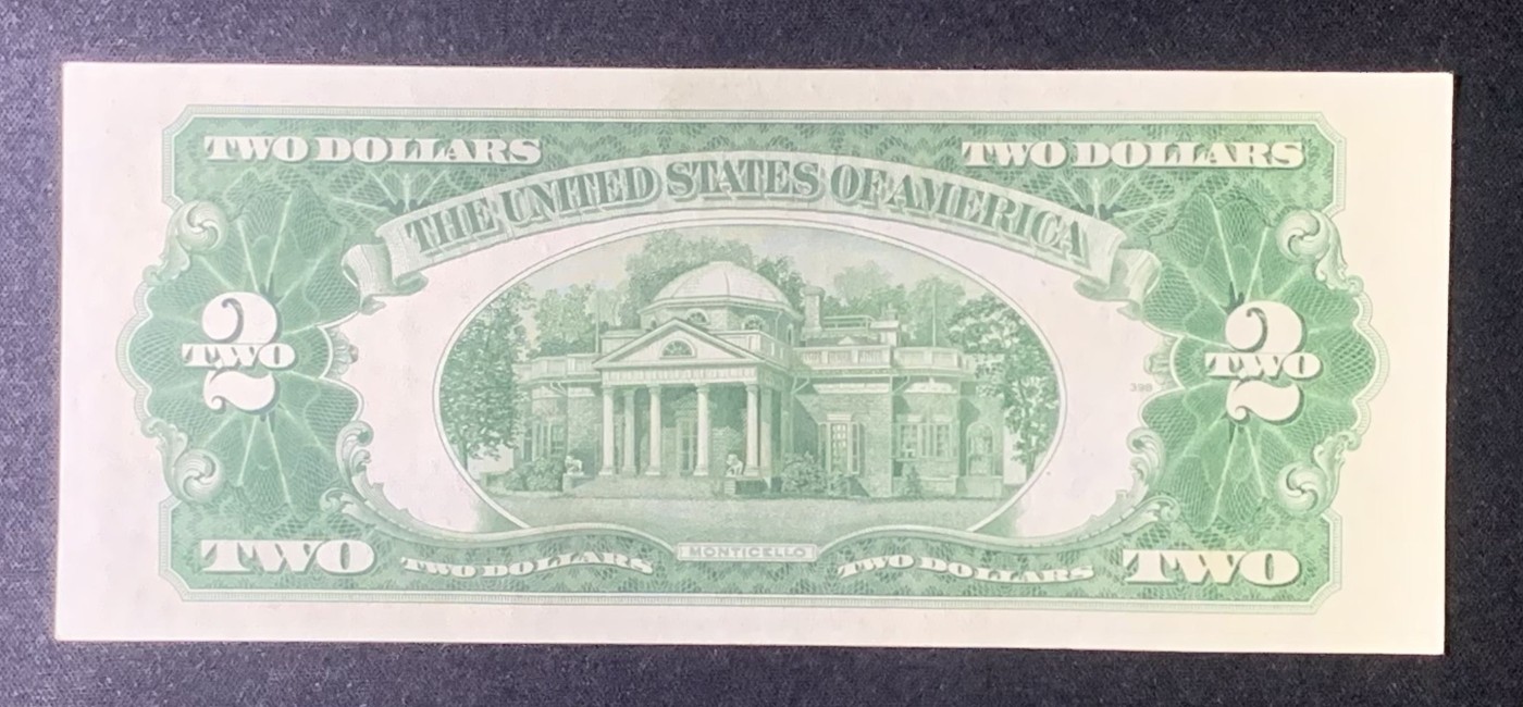 紫瑗钱币——第318期拍卖—纸币场 美国 1953年 A序 托马斯·杰斐逊 2美元 红印 政府券 AU