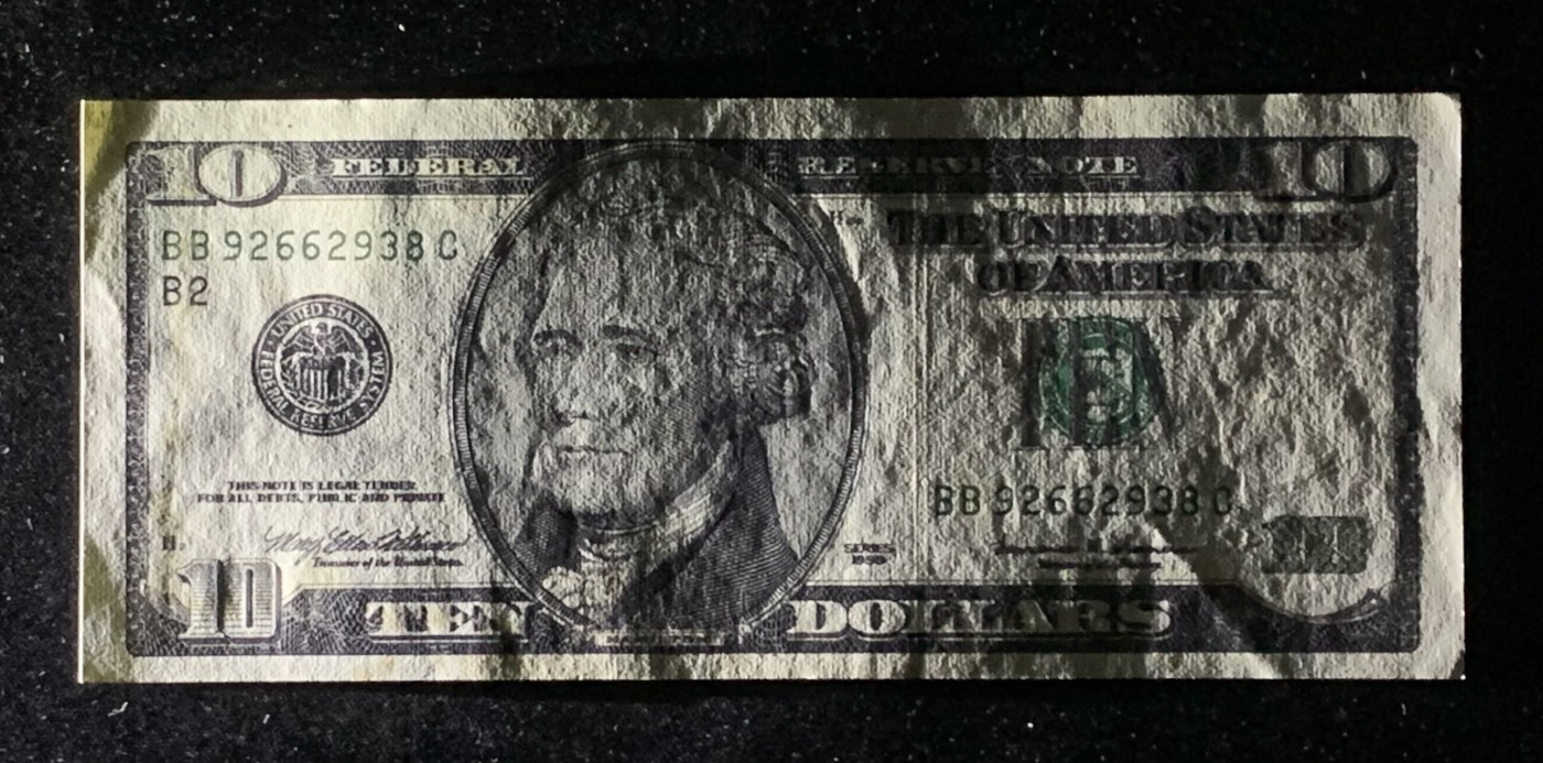 紫瑗钱币——第318期拍卖—纸币场 美国 1999年 B版 亚历山大·汉密尔顿 10美元 大头版 UNC- 有黄斑