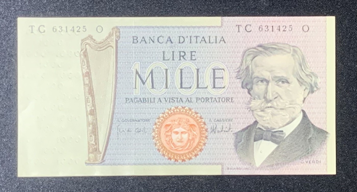紫瑗钱币——第318期拍卖—纸币场 意大利 1979年 威尔第 1000里拉 UNC-