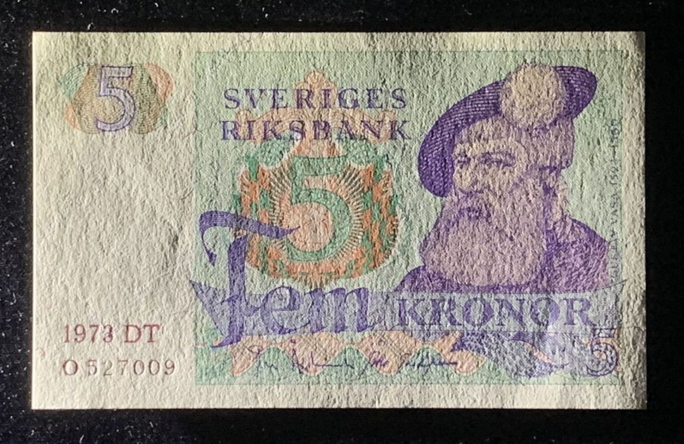 紫瑗钱币——第318期拍卖—纸币场 瑞典 1973年 瑞典银行 古斯塔夫一世 5克朗 深字 UNC