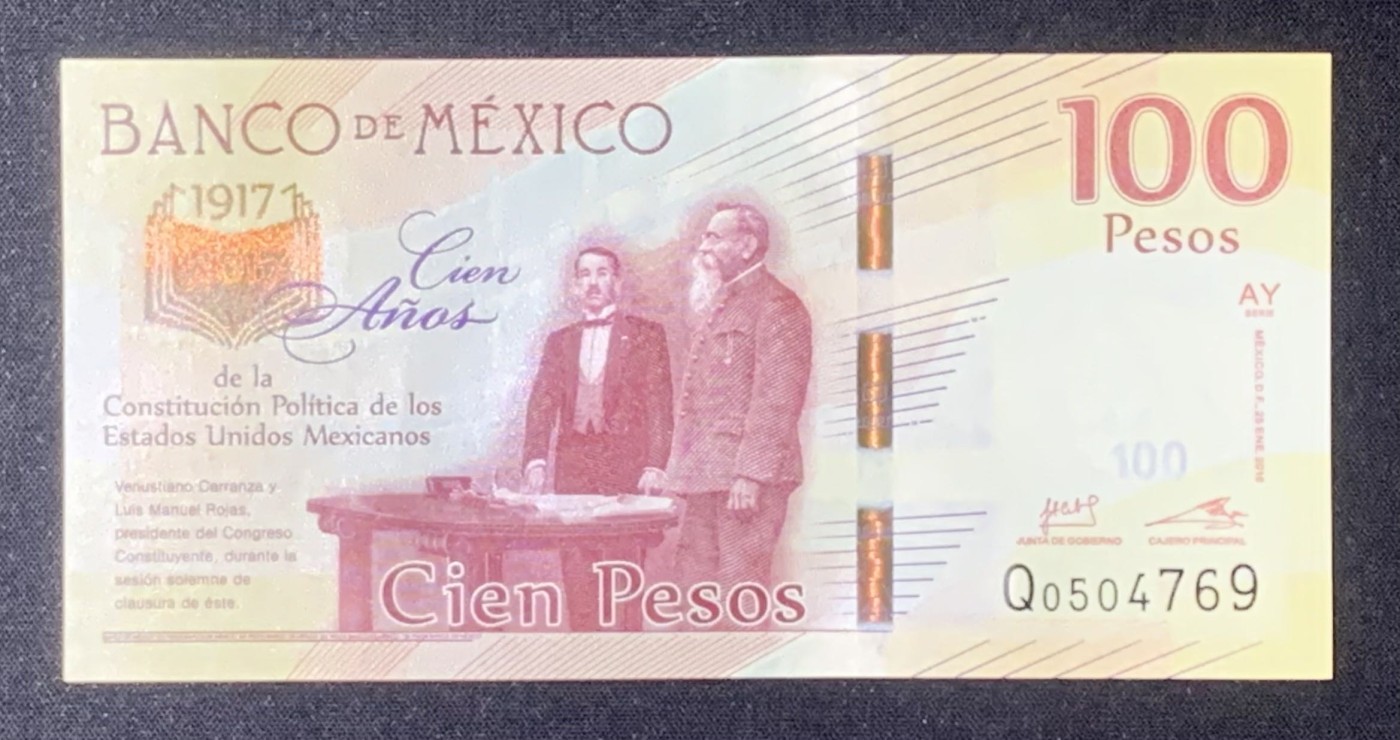 紫瑗钱币——第318期拍卖—纸币场 墨西哥 2017年 宪法颁布100周年 纪念钞 100比索 UNC