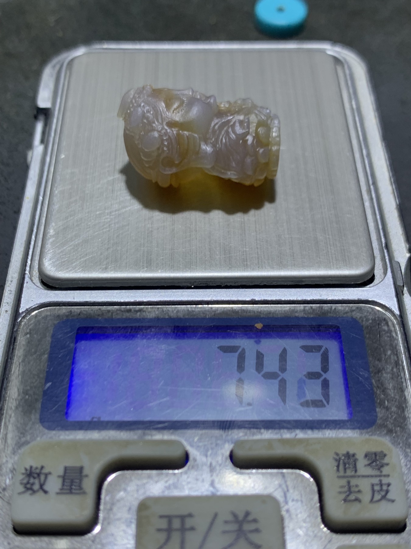 精美亚光高玉化巴西玛瑙手工满工雕刻宝宝菩萨珠子（吊坠）一个！