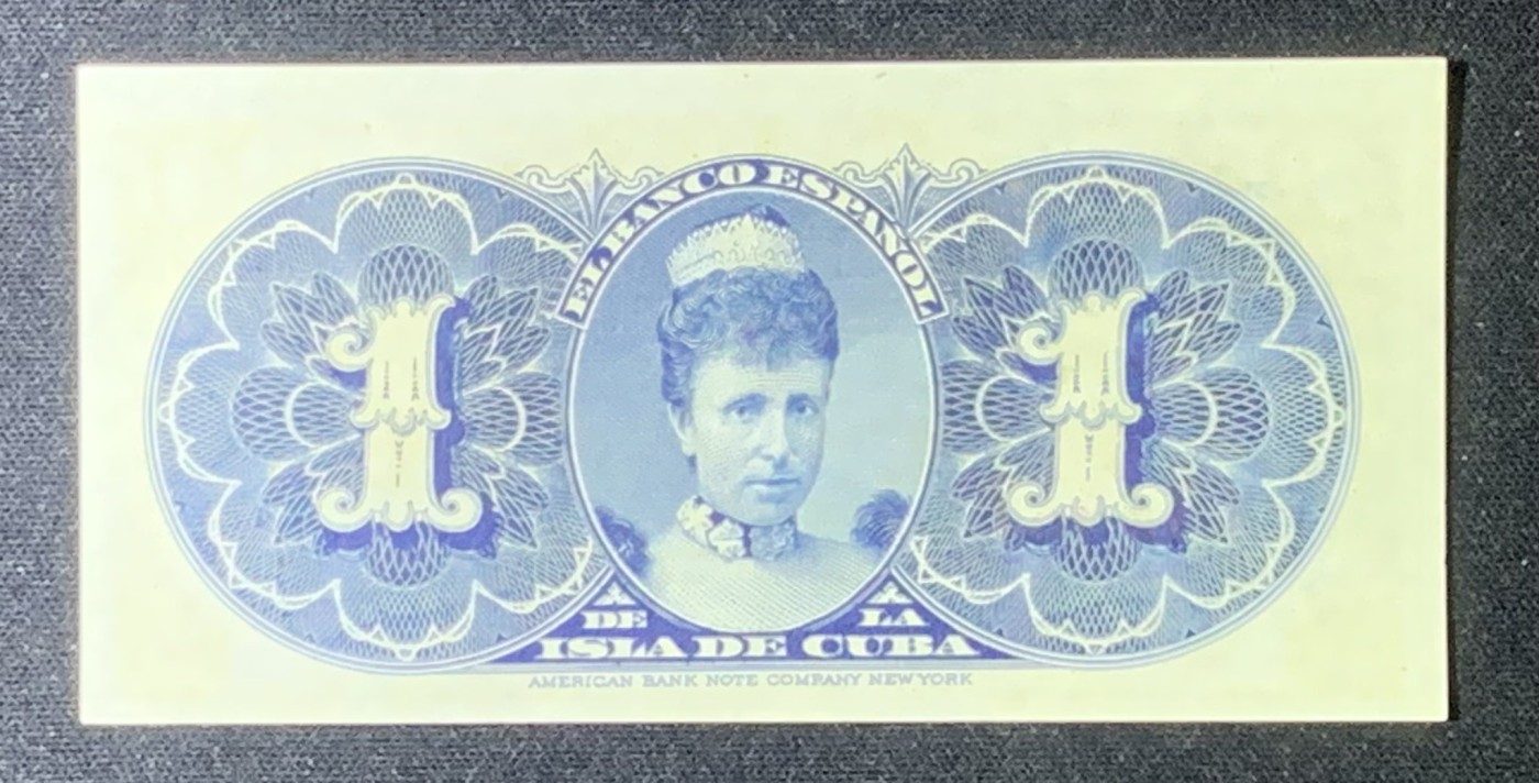 紫瑗钱币——第318期拍卖—纸币场 古巴 1896年 古巴西班牙银行 1比索 UNC