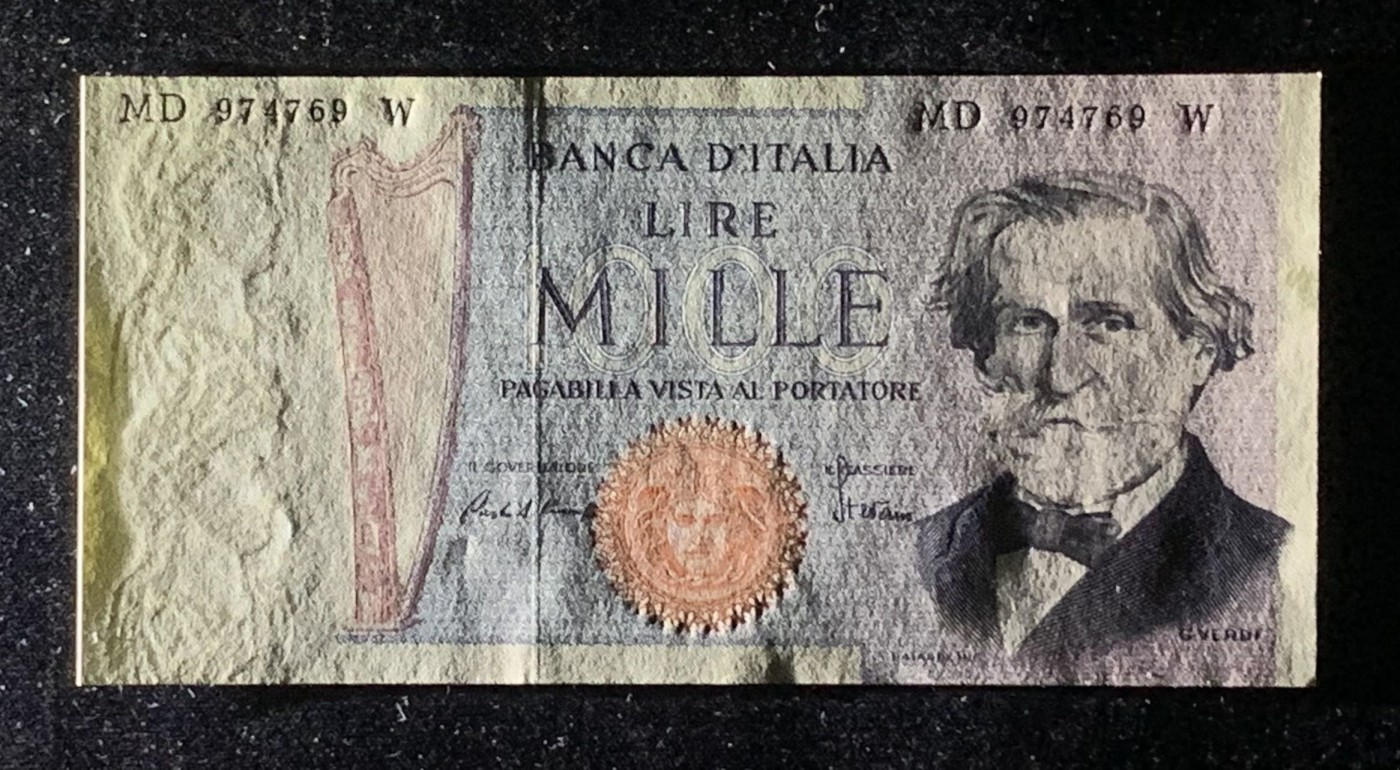 紫瑗钱币——第318期拍卖—纸币场 意大利 1981年 威尔第 1000里拉 UNC