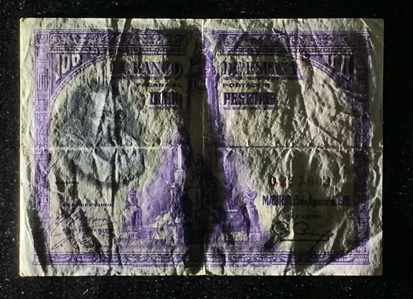 紫瑗钱币——第318期拍卖—纸币场 西班牙 1928年 中央银行 油画《唐吉坷德》 100比塞塔 流通品