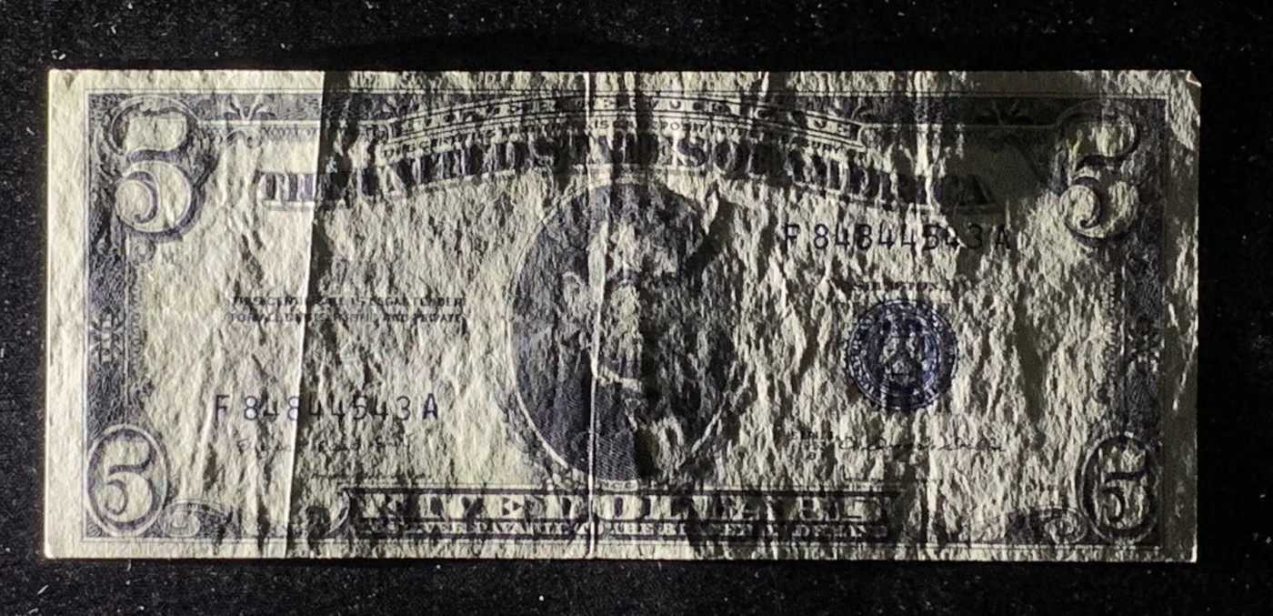 紫瑗钱币——第318期拍卖—纸币场 美国 1953年 B序列 亚伯拉罕·林肯 5美元 蓝印 银元券 流通品