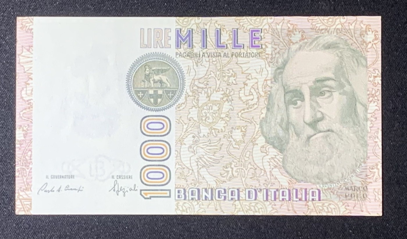 紫瑗钱币——第318期拍卖—纸币场 意大利 1982年 达·芬奇 1000里拉 UNC-