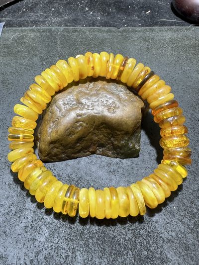 天然乌料蜜蜡大尺寸隔片手串1条！ - 天然乌料蜜蜡大尺寸隔片手串1条！
