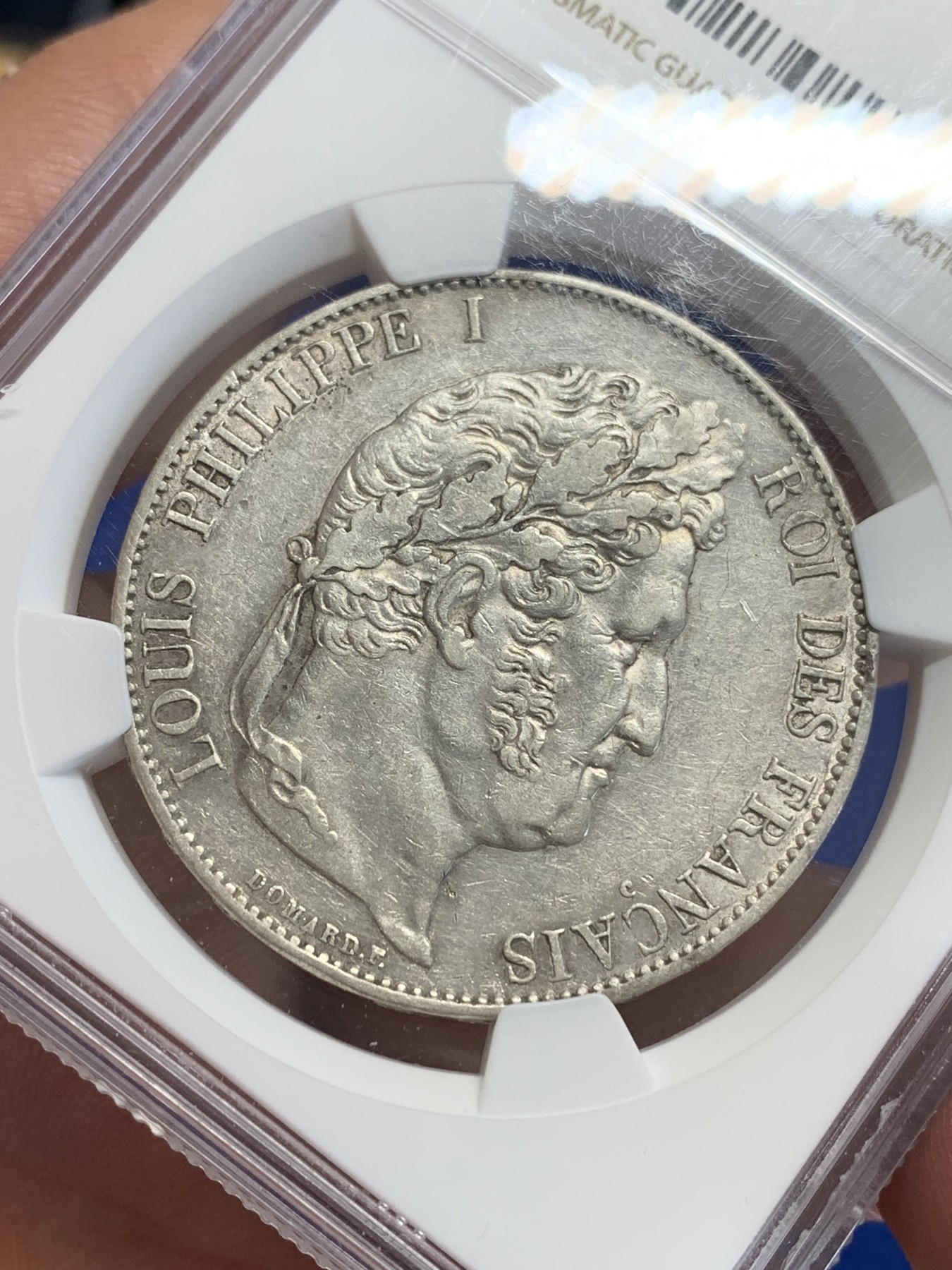 《竞宝斋》第207场-周日，周一 2场 (全场包邮) NGC-AUD 法国1848年菲利普一世5法郎大银币，磨损较少