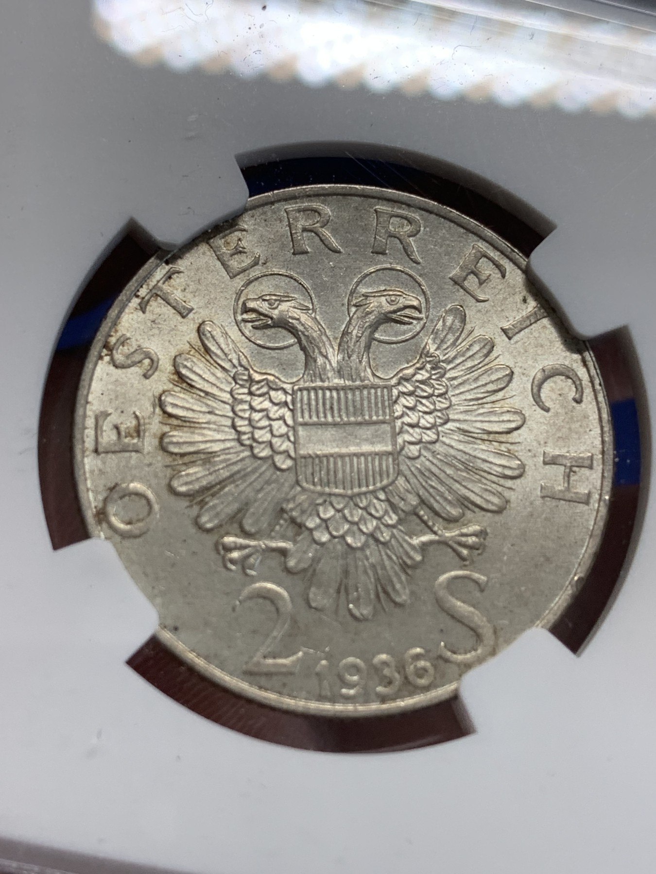 《竞宝斋》第207场-周日，周一 2场 (全场包邮) NGC-MS64 奥地利 1936年 欧根亲王 2先令 银币