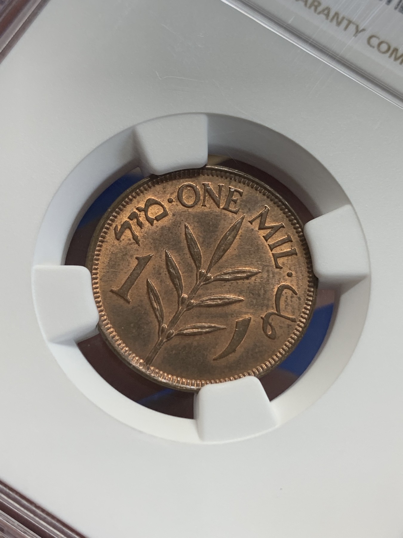 《竞宝斋》第207场-周日，周一 2场 (全场包邮) NGC-MS64 巴勒斯坦1927年 1MIL（1米尔）铜币，高分好品少见品种