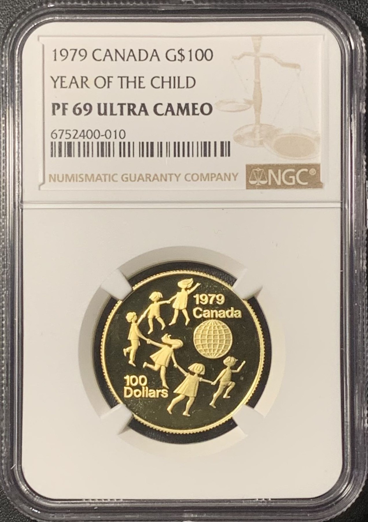 紫瑗钱币——第317期拍卖 加拿大 1979年 儿童年 100元 16.965克 金币 NGC PR69 UC