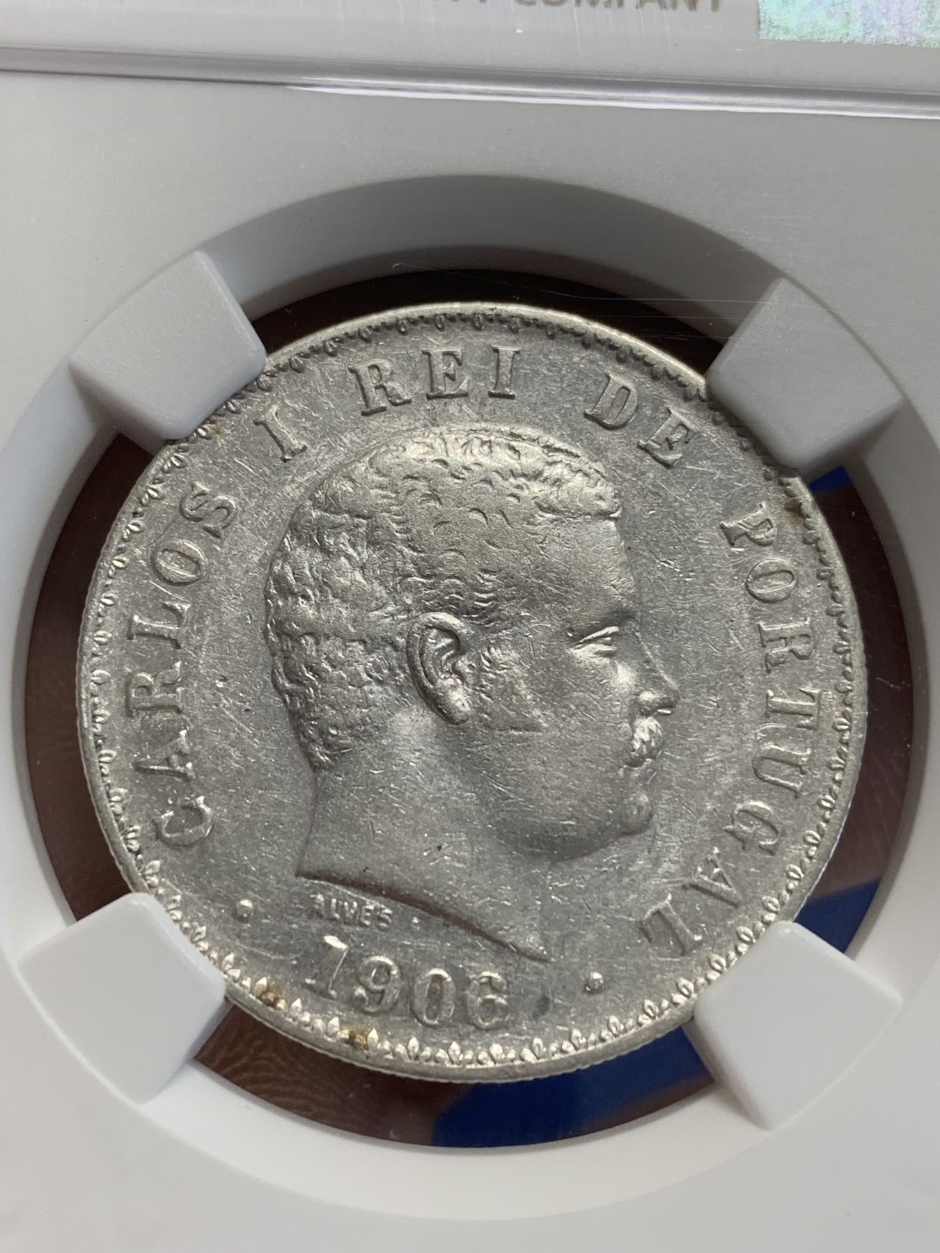 《竞宝斋》第207场-周日，周一 2场 (全场包邮) NGC XF45 葡萄牙1906年500R银币