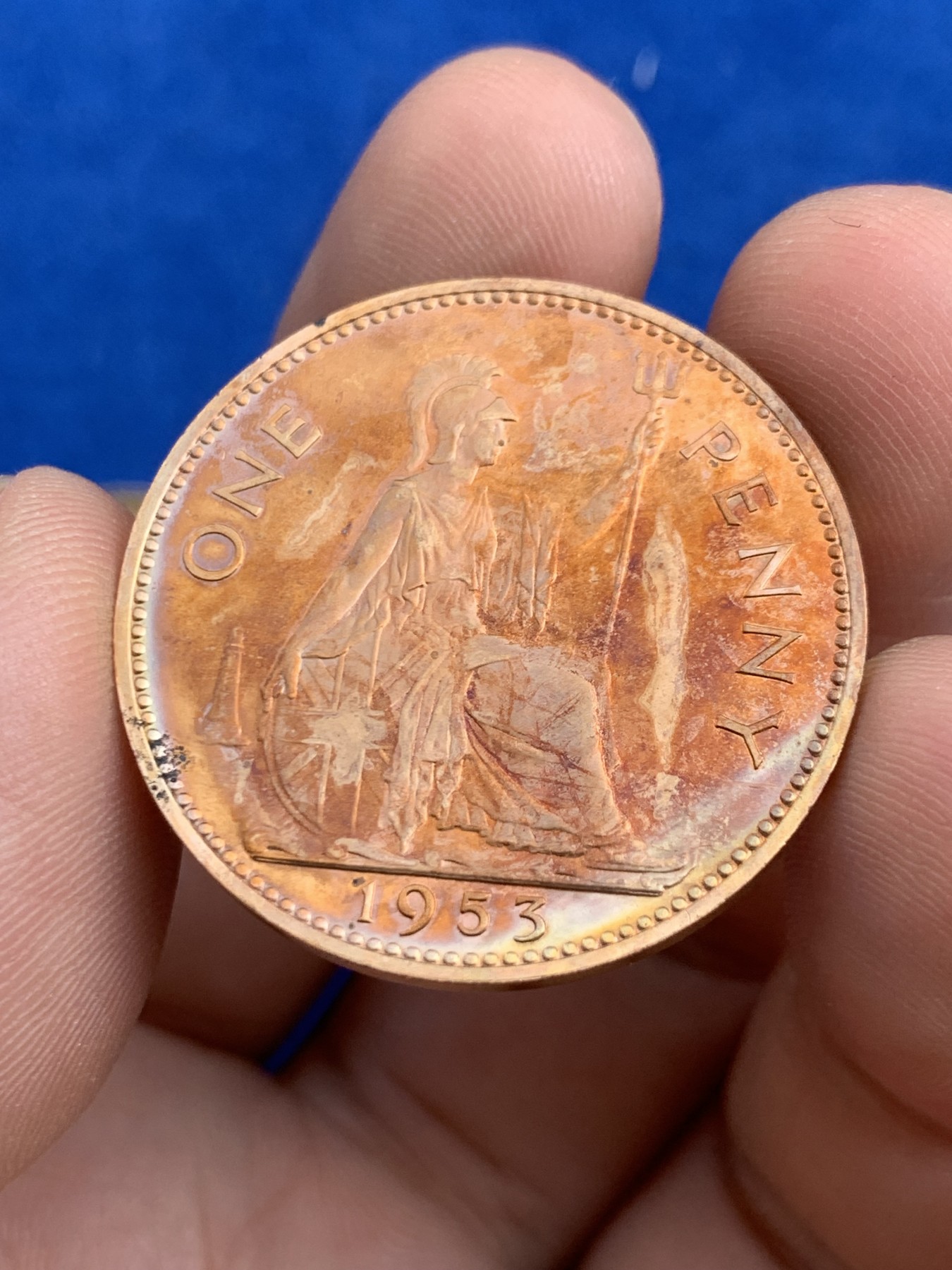 《竞宝斋》第207场-周日，周一 2场 (全场包邮) 英国1953伊丽莎白二世登基纪念精制1便士1福林 两枚一对