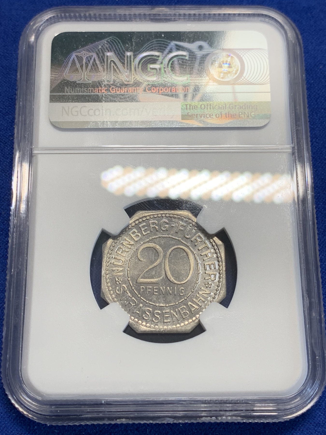 《竞宝斋》第207场-周日，周一 2场 (全场包邮) NGC-MS64 1920年德国紧急状态时期纽伦堡20芬尼 人物代币