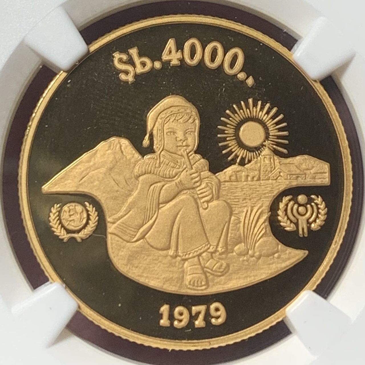 紫瑗钱币——第317期拍卖 玻利维亚 1979年 国际儿童年 4000比索 17.17克 金币 NGC PR69 UC