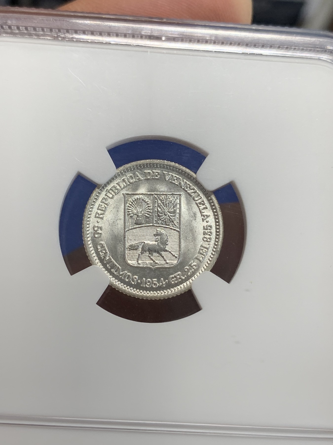 《竞宝斋》第207场-周日，周一 2场 (全场包邮) NGC-MS64 委内瑞拉 1954年 50分 银币