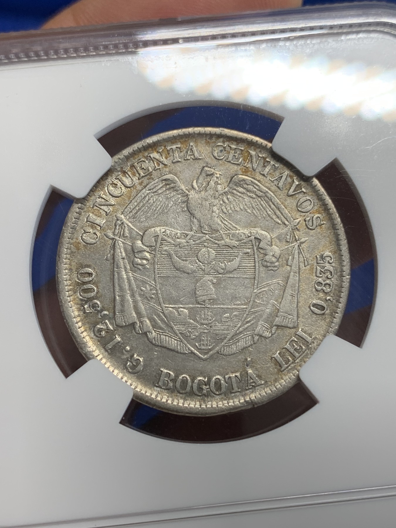 《竞宝斋》第207场-周日，周一 2场 (全场包邮) NGC XF45 1880年哥伦比亚50分银币 少见的品种有分不易