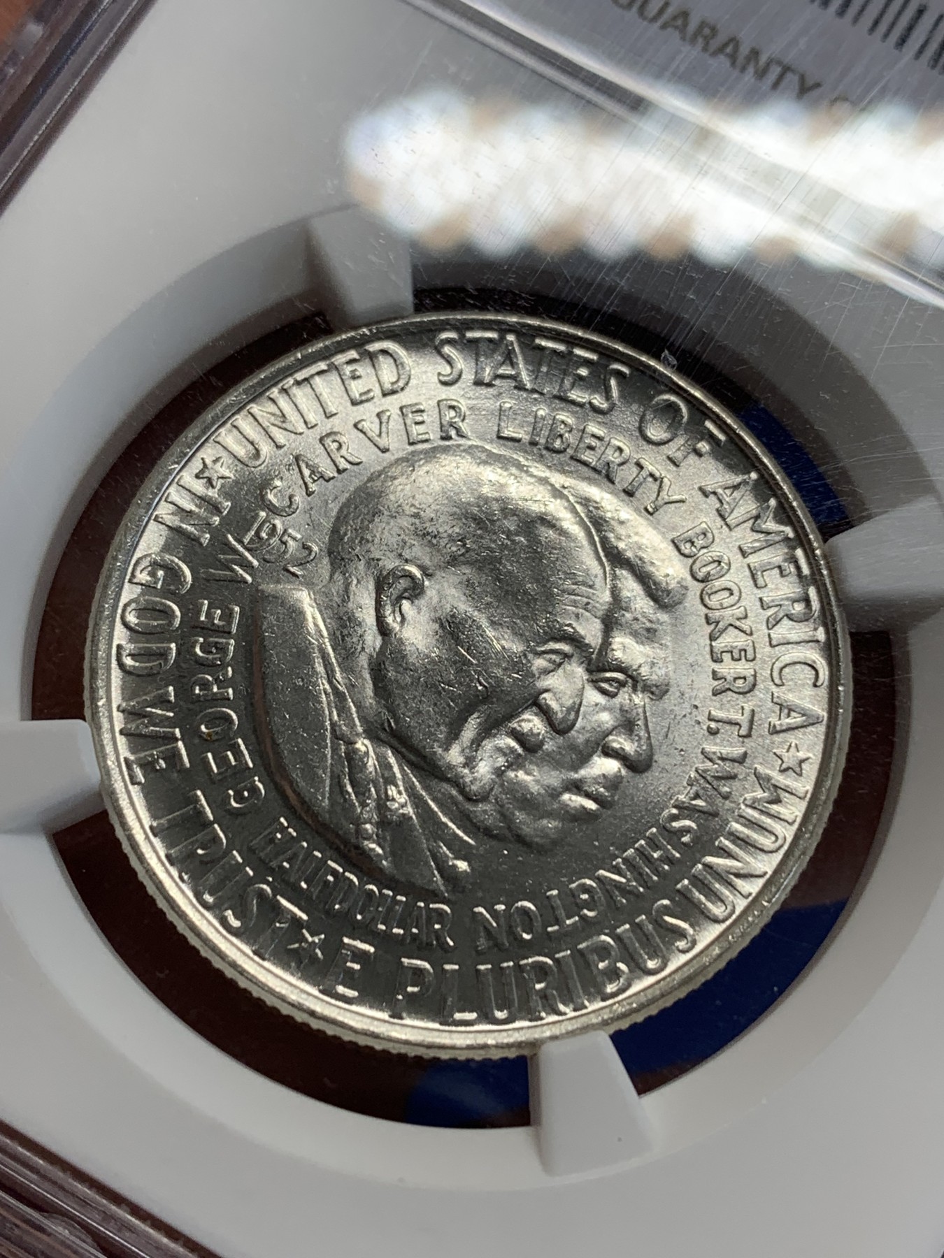 《竞宝斋》第207场-周日，周一 2场 (全场包邮) NGC MS63 美国1952年乔治华盛顿地图半美元银币