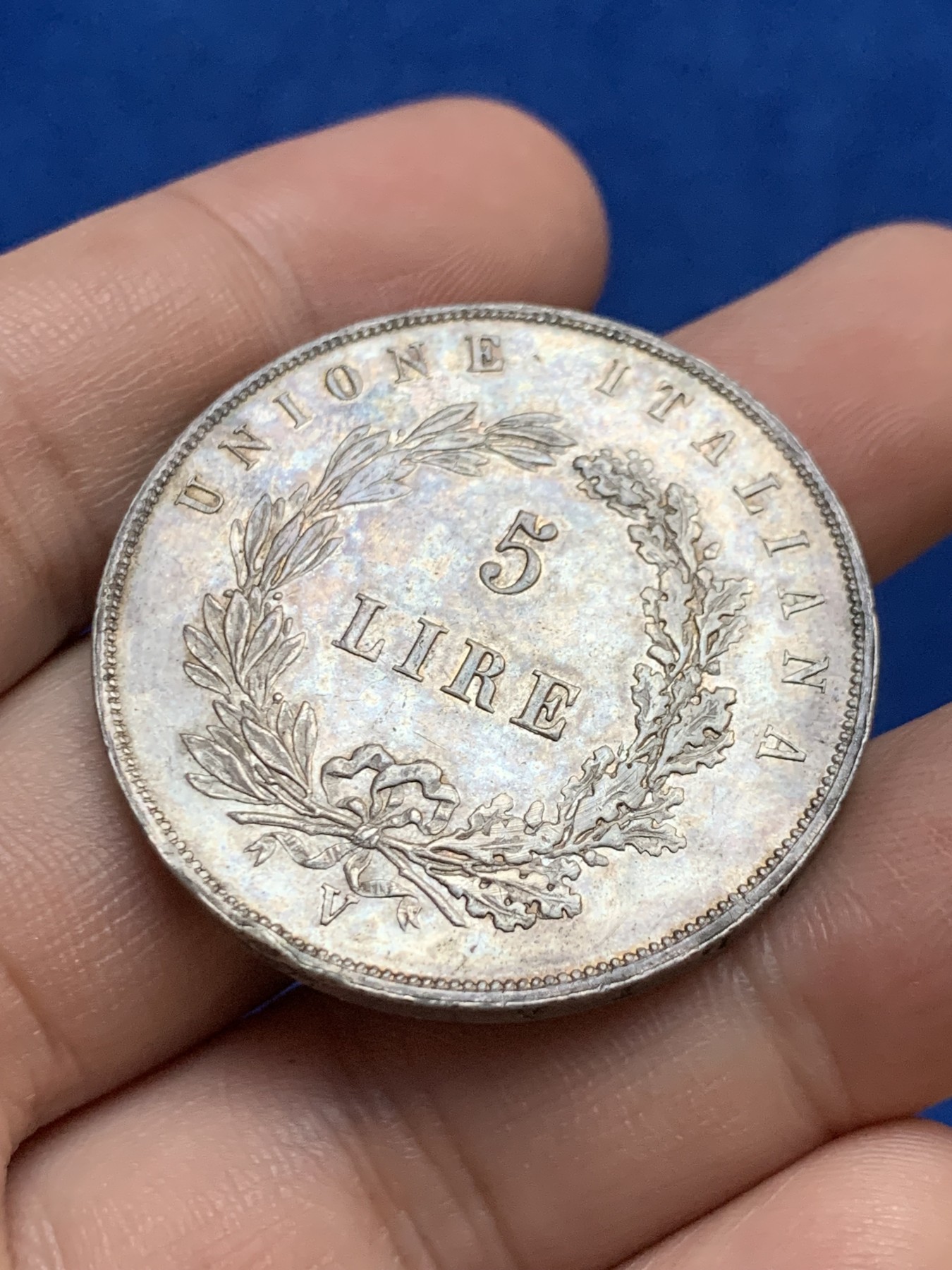 《竞宝斋》第207场-周日，周一 2场 (全场包邮) 1848年意大利威尼斯5里拉飞狮银币，au+状态 名誉品 包浆也不错