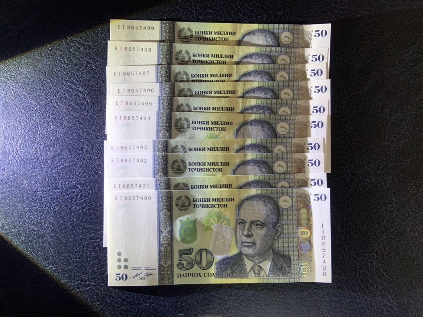 收藏联盟Quantum Auction 第297期拍卖  塔吉克斯坦2021年50索莫尼跳连10张 品相全新UNC