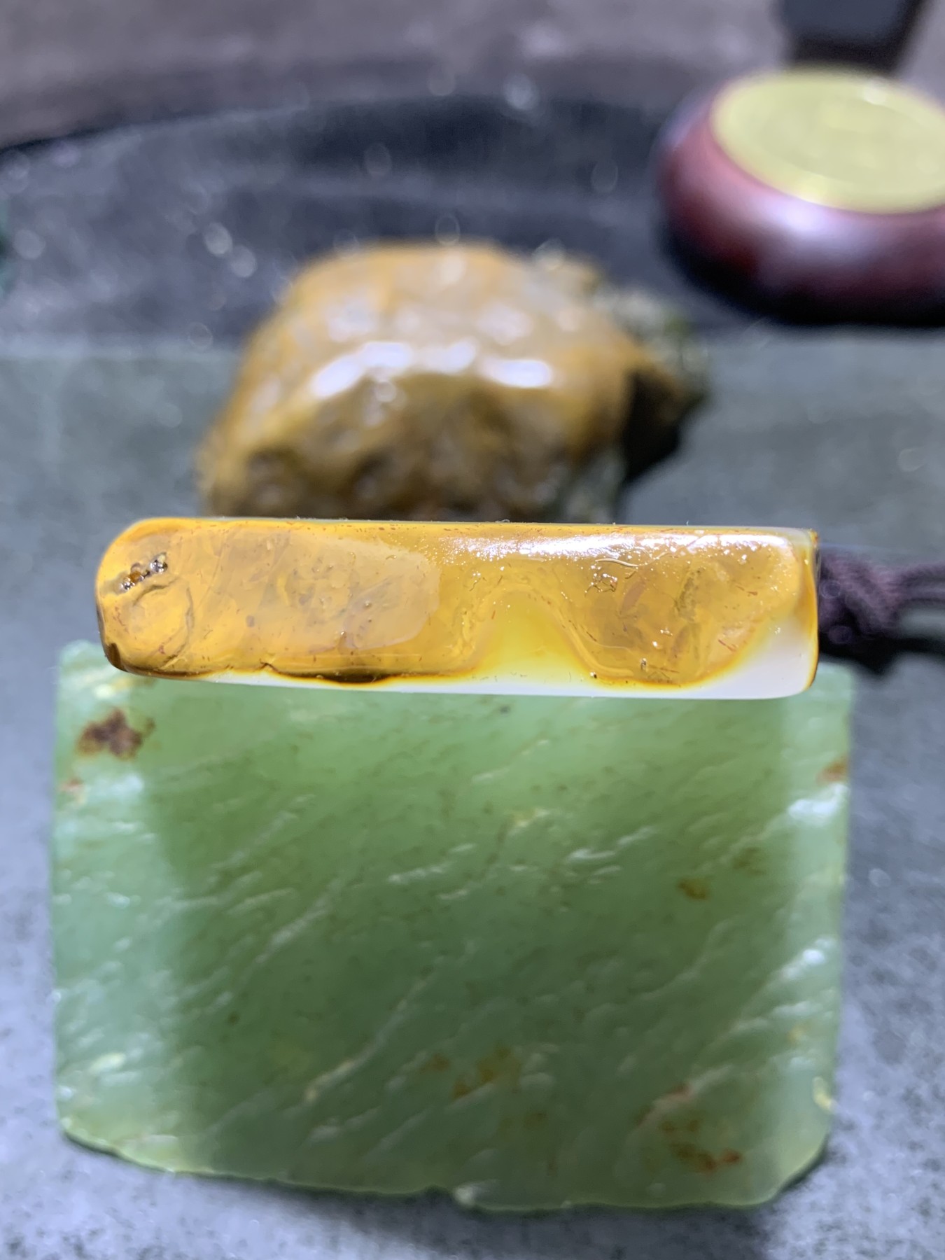 重器天然马达加斯加原皮玛瑙雕刻高山流水遇知音牌子一块