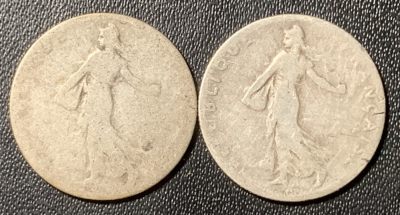 紫瑗钱币——第319期拍卖 - 法国 1898年 播种女神 50分 2枚一组 共5克 0.835银