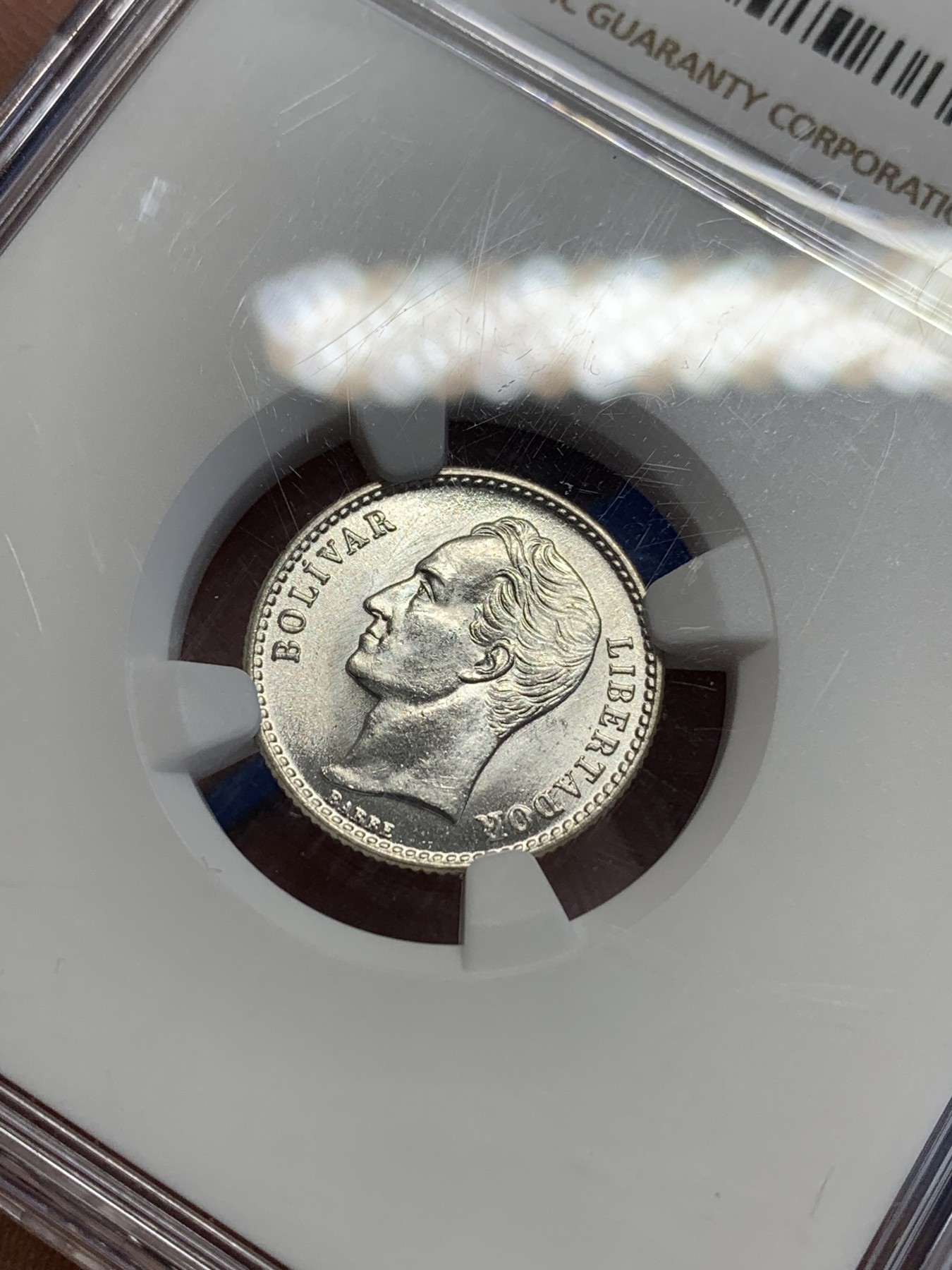 《竞宝斋》第207场-周日，周一 2场 (全场包邮) NGC-MS64 委内瑞拉 1954年 50分 银币