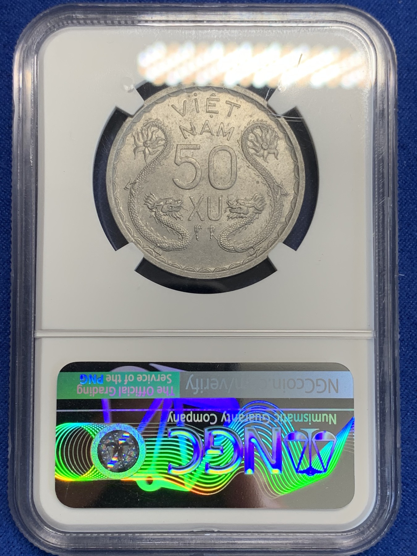 《竞宝斋》第207场-周日，周一 2场 (全场包邮) NGC MS63 1953越南三美女50苏经典双龙铝币