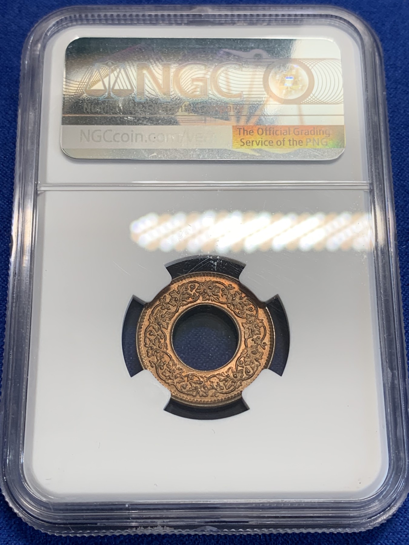 《竞宝斋》第207场-周日，周一 2场 (全场包邮) NGC MS64 1943英属印度1派沙铜币 少见的圆冠版 难得的好品 喜欢的不要错过