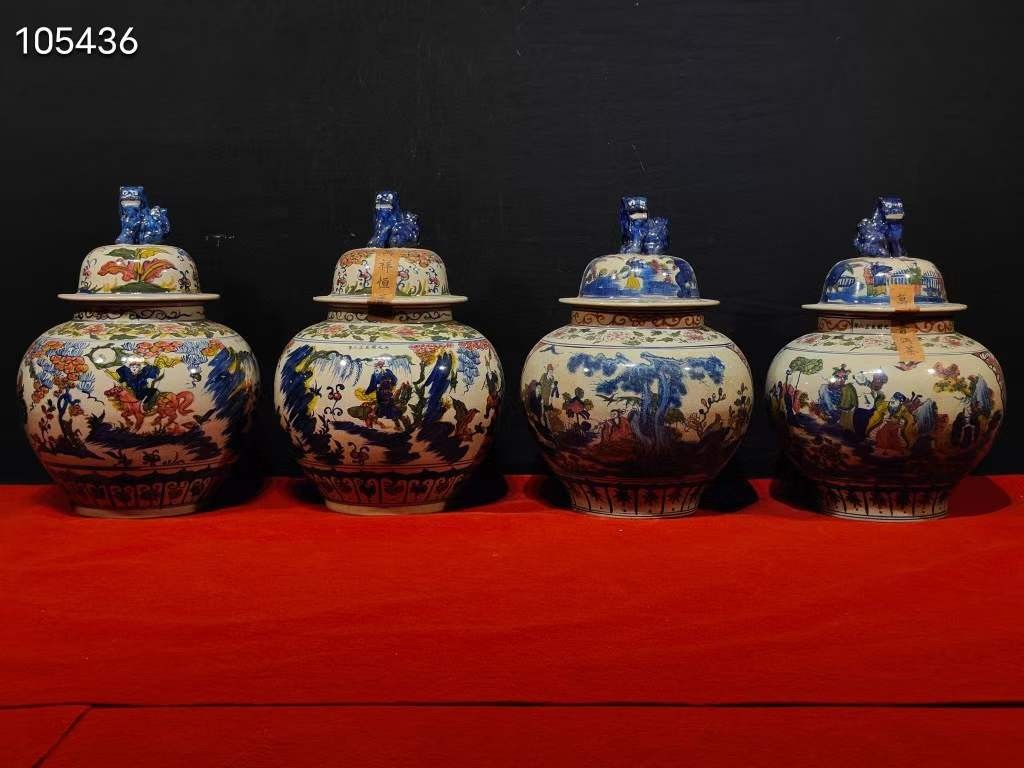 萬祥恒普洱茶二对，大元国至正八年制、手绘粉彩灌装，保存完好。（单个售价，量大价优）