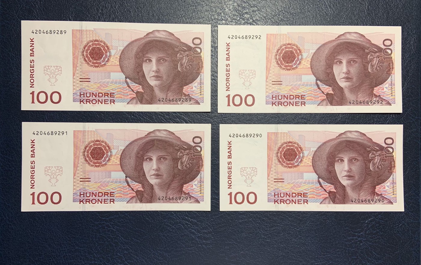 收藏联盟Quantum Auction 第297期拍卖  挪威1998年100克朗4张 品相AU 