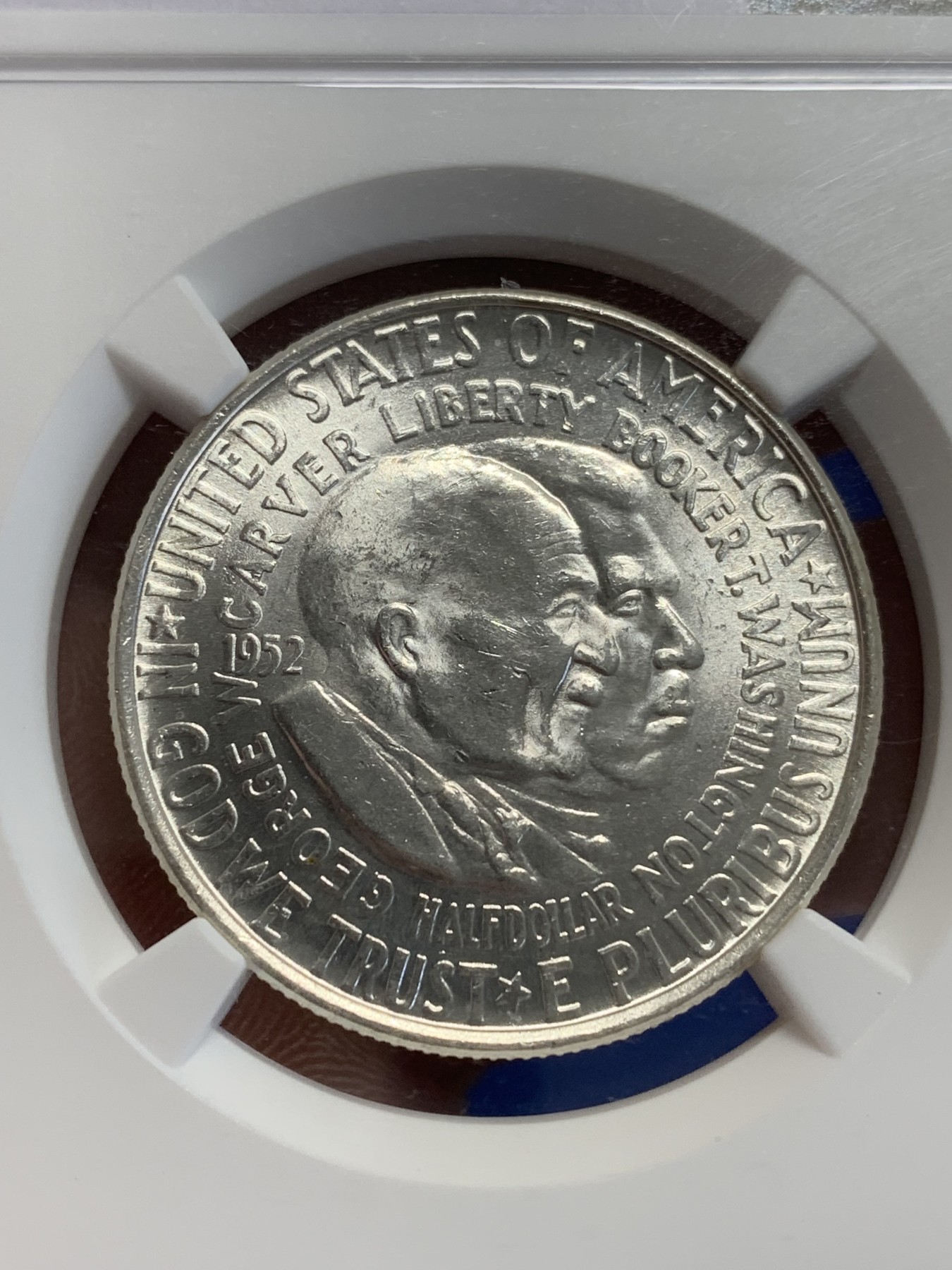 《竞宝斋》第207场-周日，周一 2场 (全场包邮) NGC MS63 美国1952年乔治华盛顿地图半美元银币