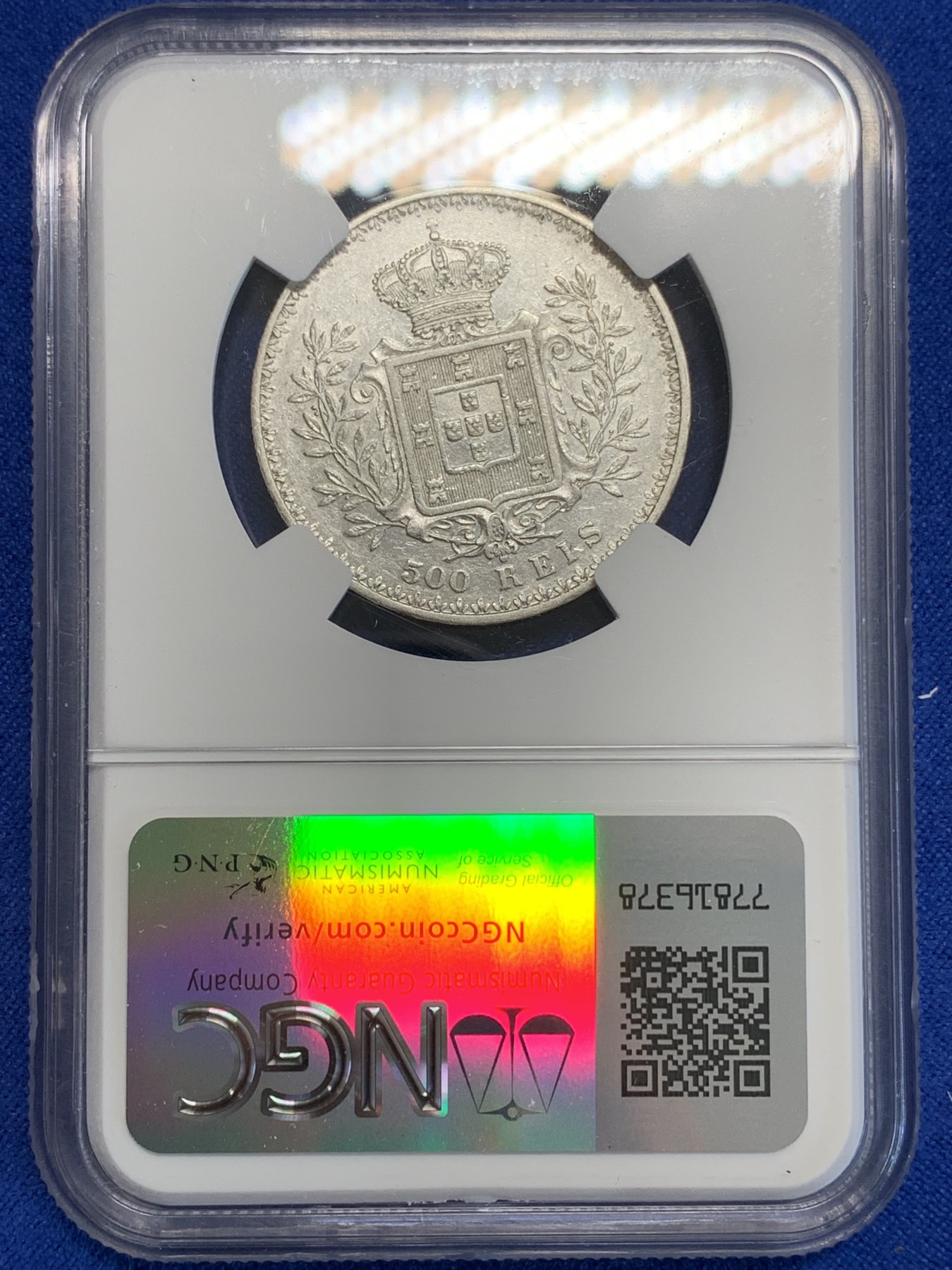 《竞宝斋》第207场-周日，周一 2场 (全场包邮) NGC XF45 葡萄牙1906年500R银币