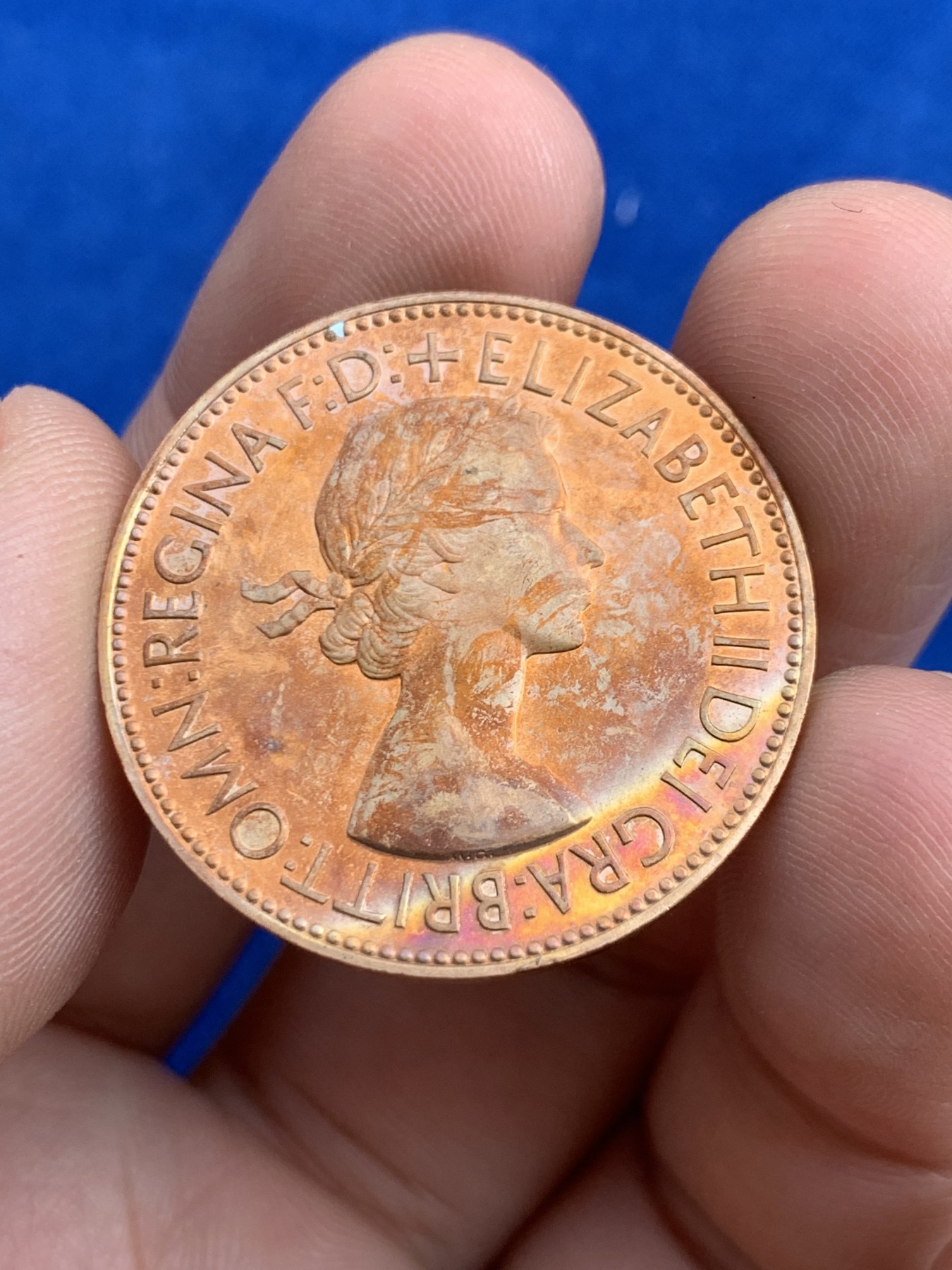 《竞宝斋》第207场-周日，周一 2场 (全场包邮) 英国1953伊丽莎白二世登基纪念精制1便士1福林 两枚一对