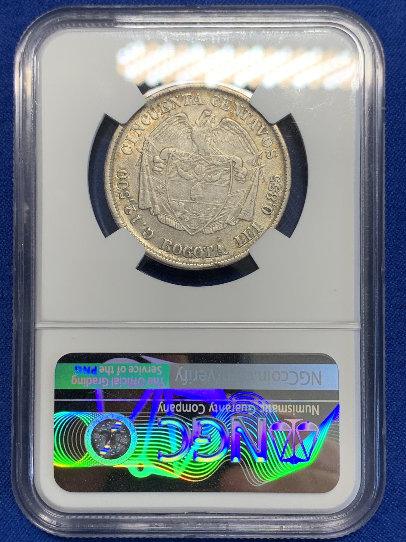 《竞宝斋》第207场-周日，周一 2场 (全场包邮) NGC XF45 1880年哥伦比亚50分银币 少见的品种有分不易