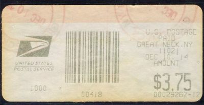 洪涛臻品批发群 精选邮票限时拍卖第五百九十八期  -  美国邮资机符志$3.75美元  