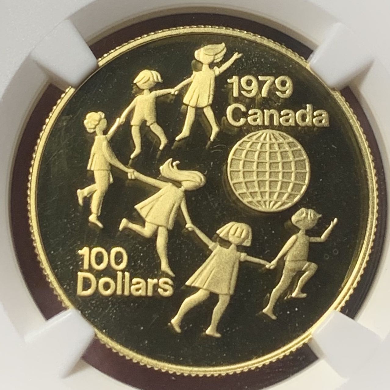 紫瑗钱币——第317期拍卖 加拿大 1979年 儿童年 100元 16.965克 金币 NGC PR69 UC