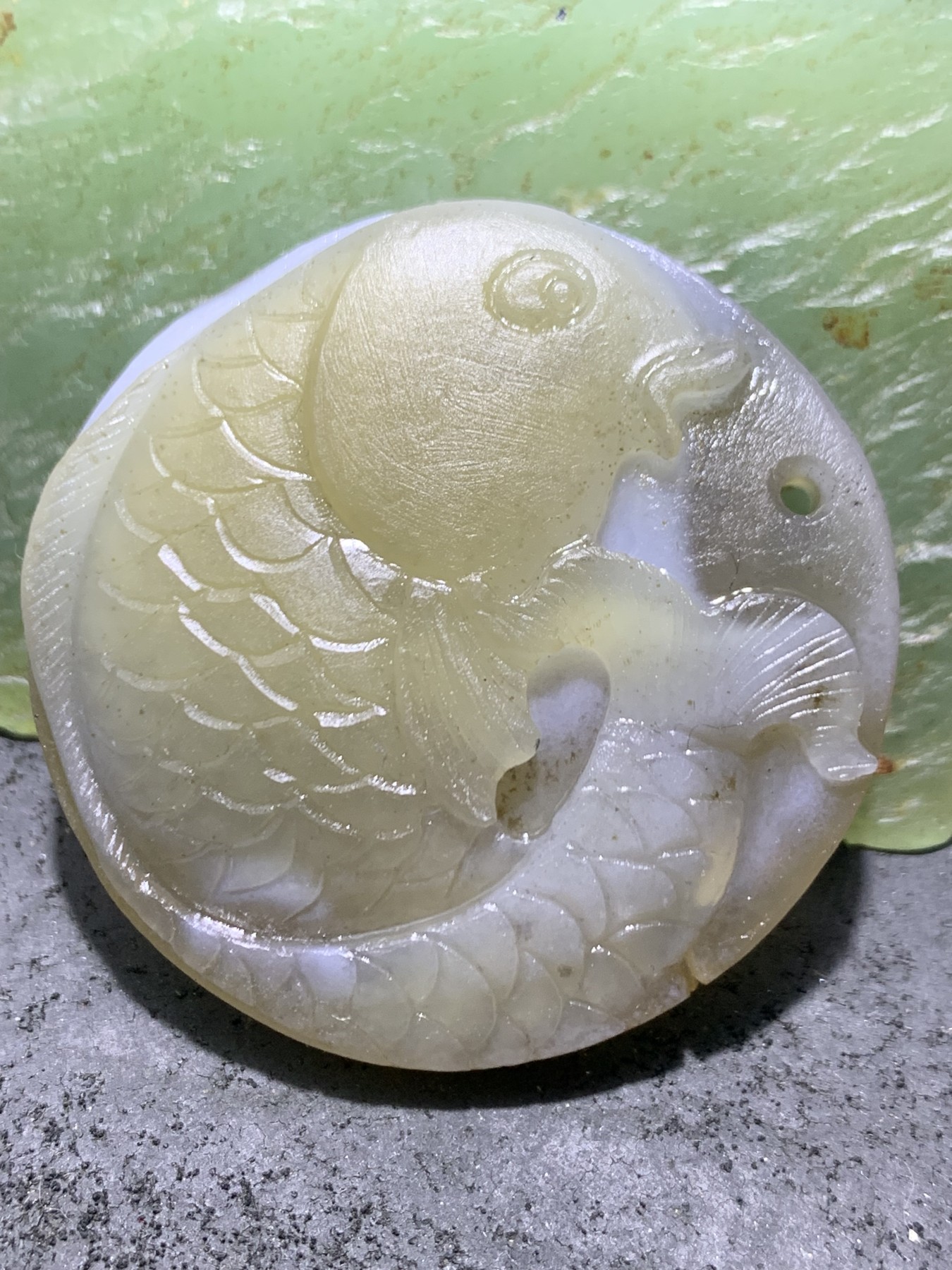 精美亚光冰透高玉化巴西玛瑙手工俏色巧雕富贵有鱼吊坠一个！