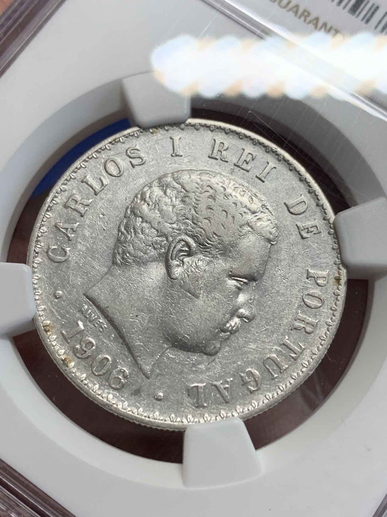 《竞宝斋》第207场-周日，周一 2场 (全场包邮) NGC XF45 葡萄牙1906年500R银币