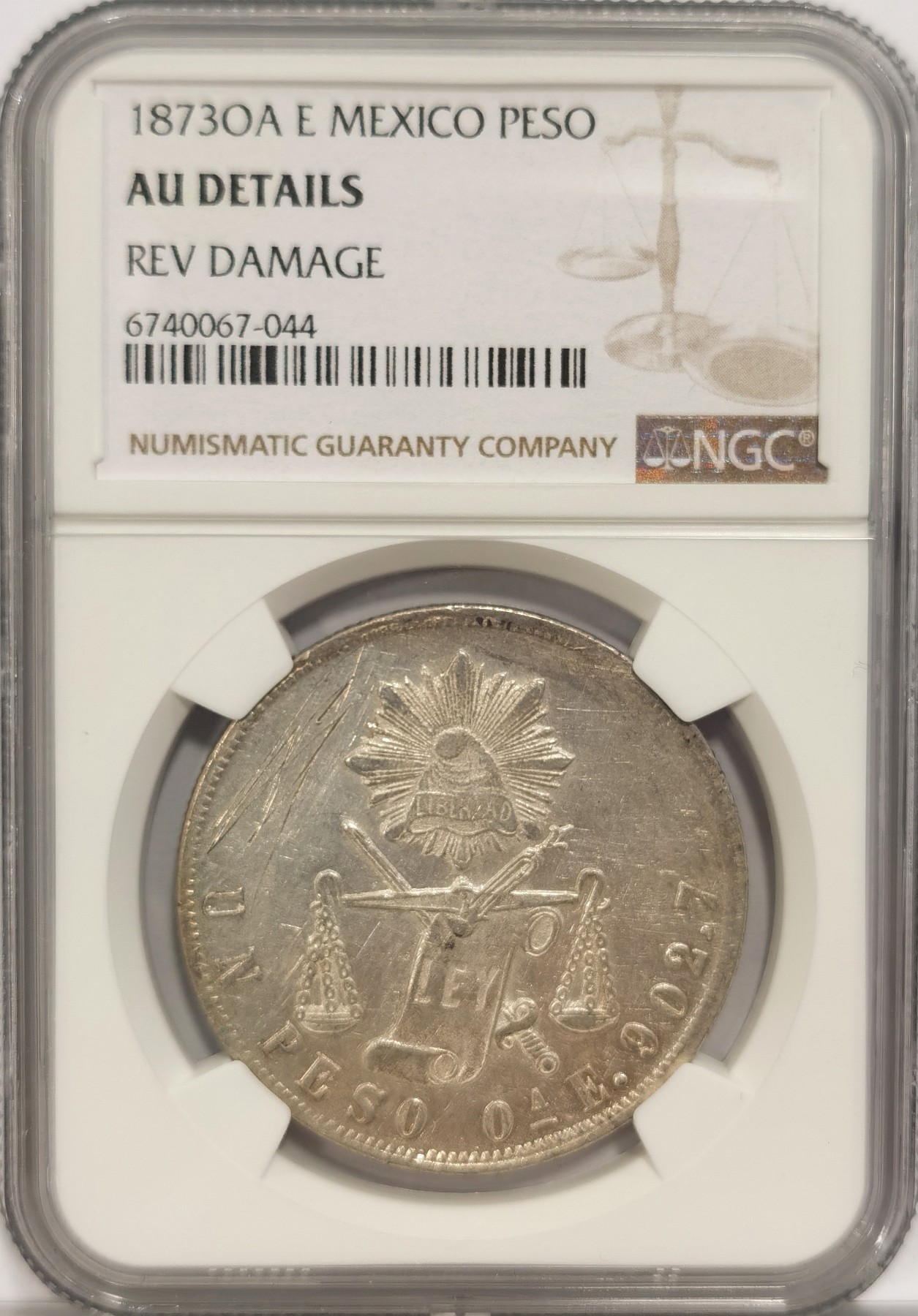 博洋堂世界钱币拍卖第048期（全场包邮） NGC AU 墨西哥1873年OA E版天平鹰洋 少见Oa厂