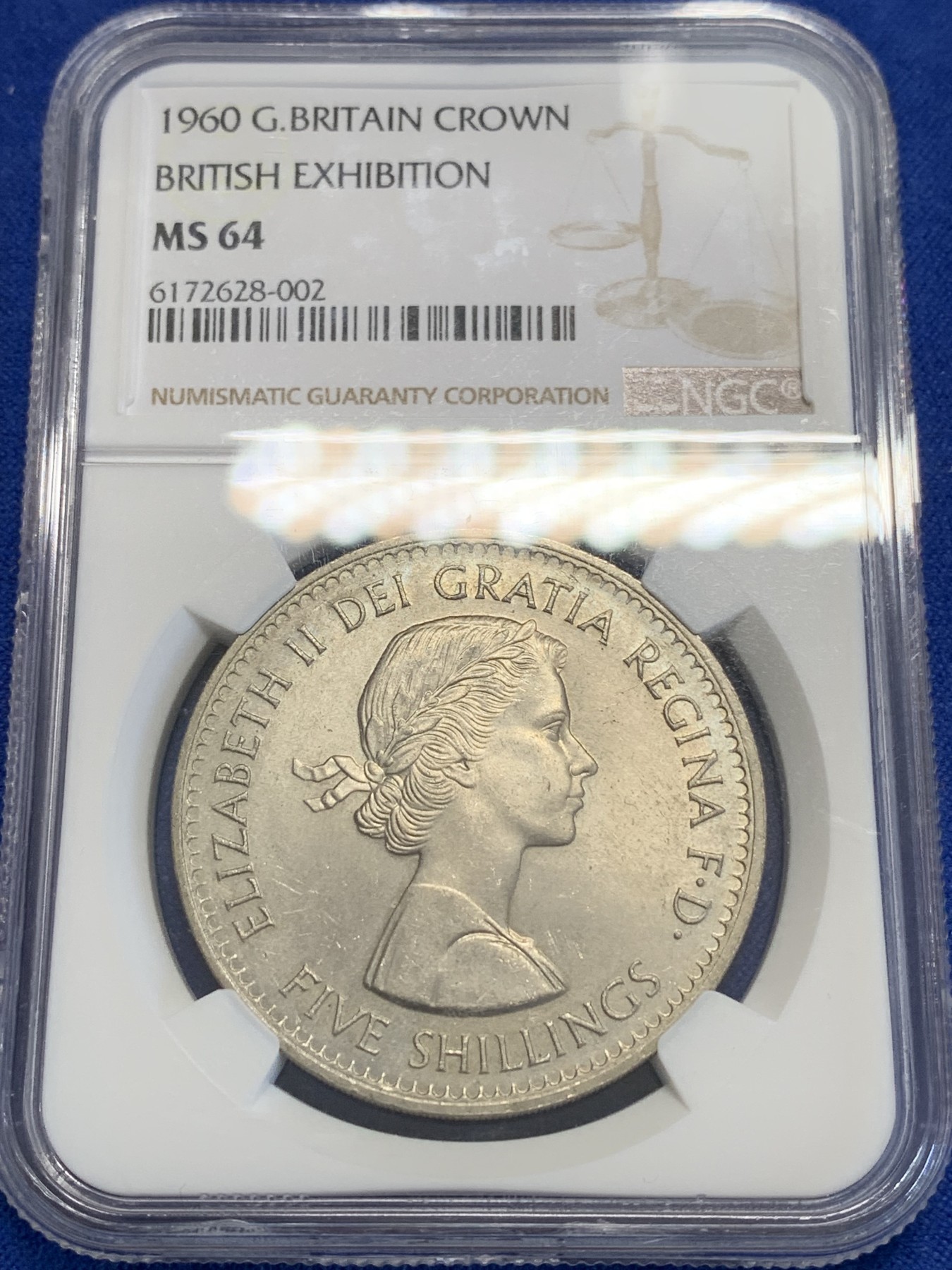 《竞宝斋》第207场-周日，周一 2场 (全场包邮) NGC-MS64英国1960年纽约博览会纪念克朗币 少见品种