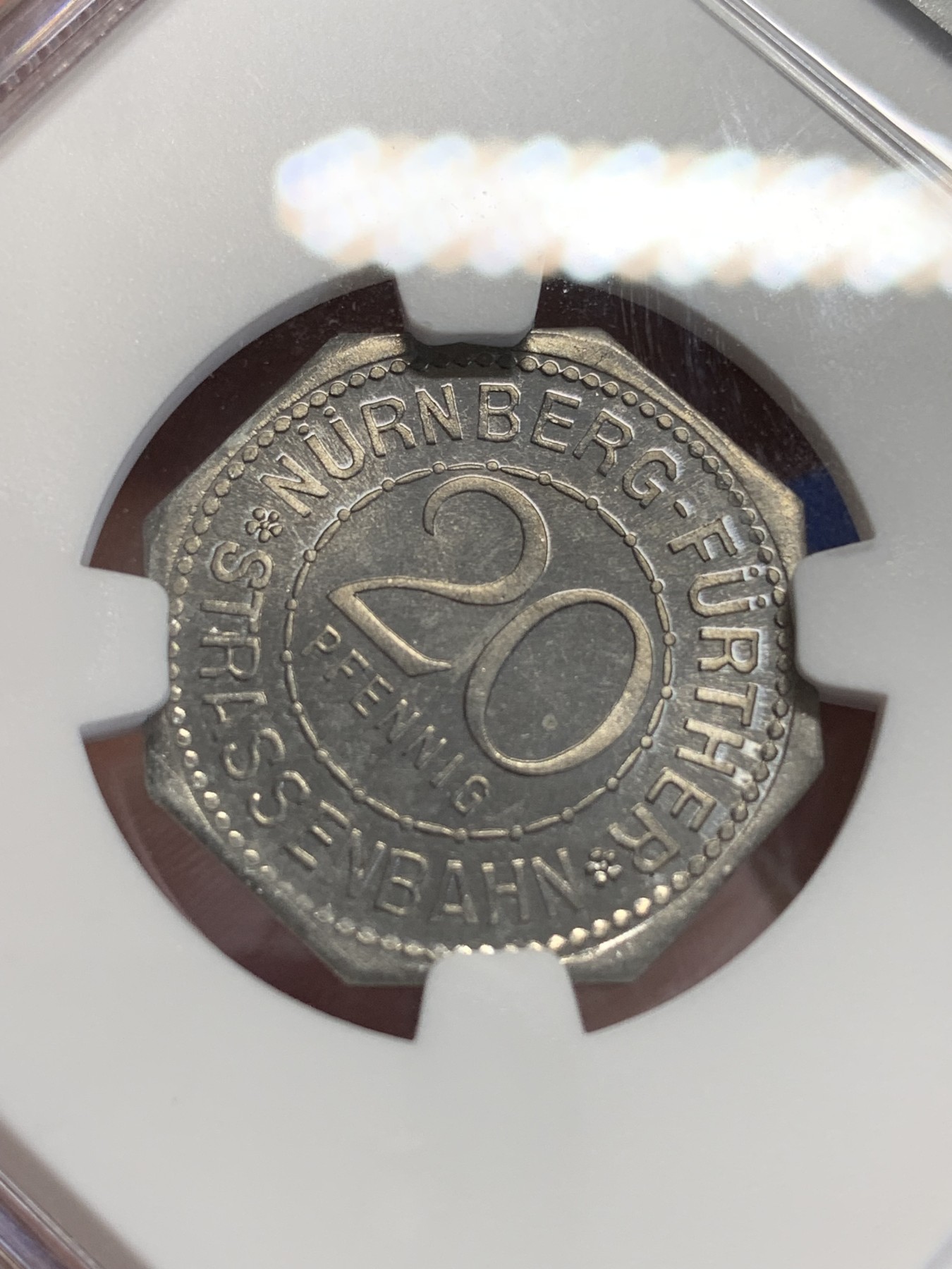 《竞宝斋》第207场-周日，周一 2场 (全场包邮) NGC-MS64 1920年德国紧急状态时期纽伦堡20芬尼 人物代币