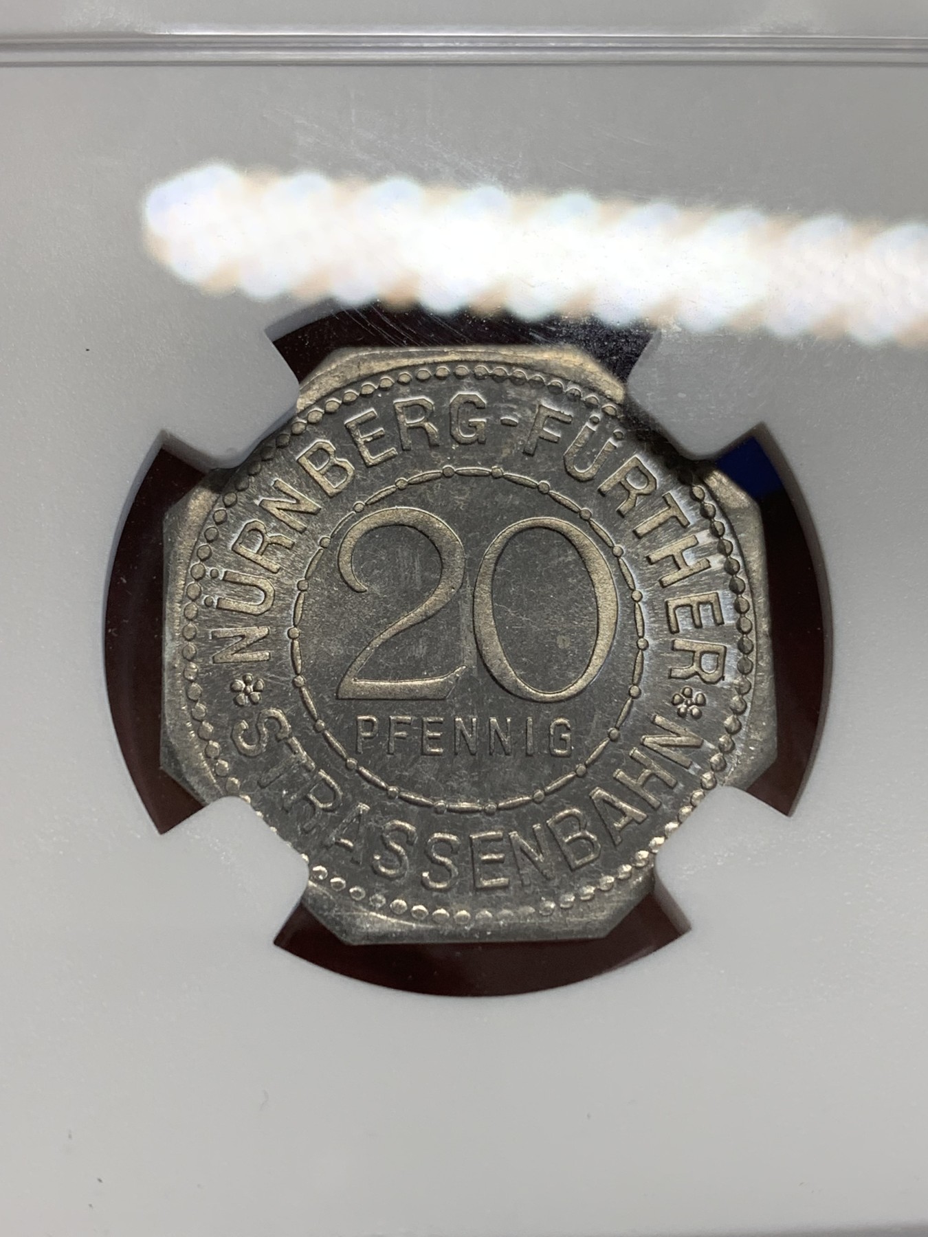 《竞宝斋》第207场-周日，周一 2场 (全场包邮) NGC-MS64 1920年德国紧急状态时期纽伦堡20芬尼 人物代币