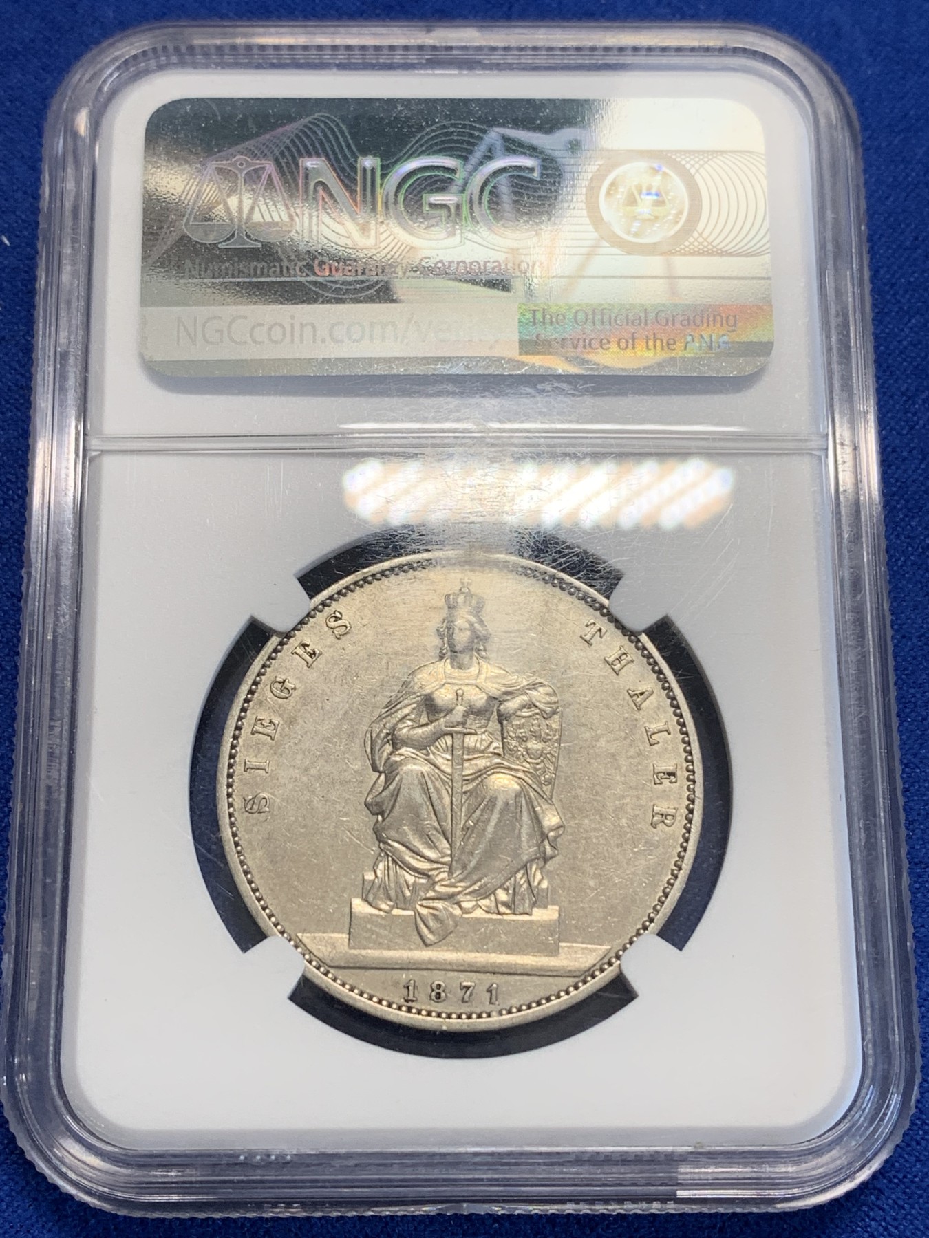 《竞宝斋》第207场-周日，周一 2场 (全场包邮) NGC-AUD 德国1871年普鲁士普法战争胜利1泰勒银币