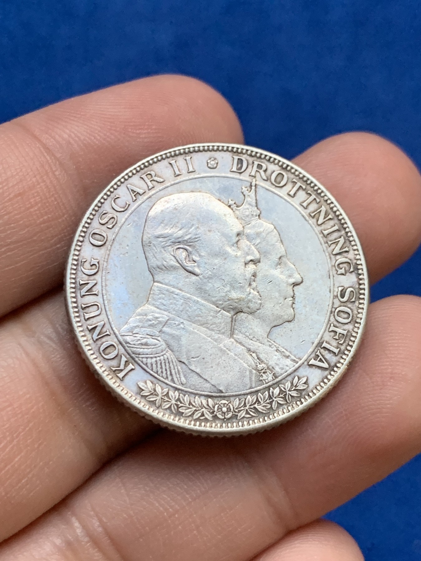 《竞宝斋》第207场-周日，周一 2场 (全场包邮) 瑞典1907年奥斯卡二世和索菲亚金婚2克朗银币