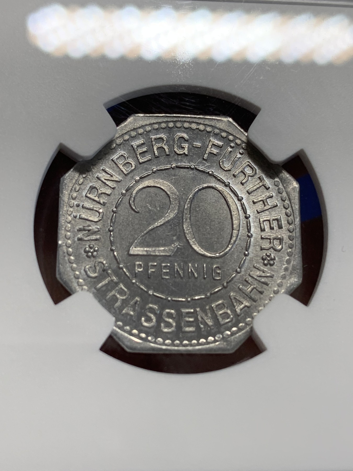 《竞宝斋》第207场-周日，周一 2场 (全场包邮) NGC-MS65 1920年德国紧急状态时期纽伦堡20芬尼 景观代币