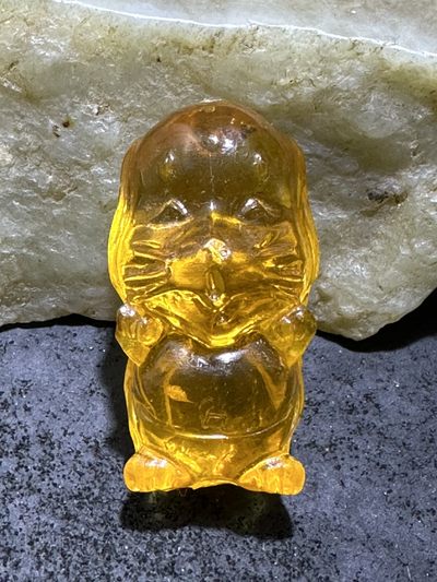 精美天然乌克兰蜜蜡原石雕刻小狗吊坠一个， - 精美天然乌克兰蜜蜡原石雕刻小狗吊坠一个，